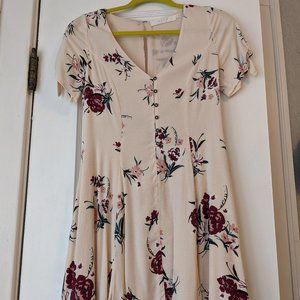 LIKE NEW! Astr the Label Pink Floral Short Sleeve V-Neck Dress